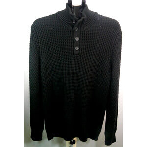 Banana Republic Men's Medium Mock Neck Thick Heavy Knitted Sweater New Black